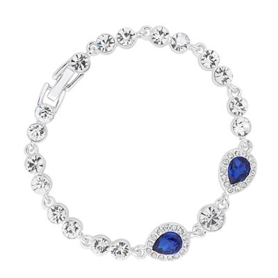 Blue crystal double peardrop link bracelet